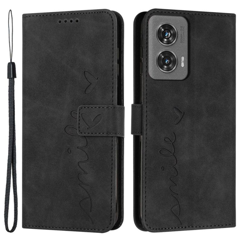 Etui Folio Do Motorola Edge 50 Fusion Uśmiechnij Się Do Smycza