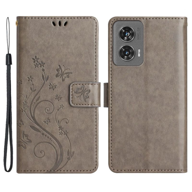 Etui Folio Motorola Edge 50 Fusion Kwiaty I Motyle