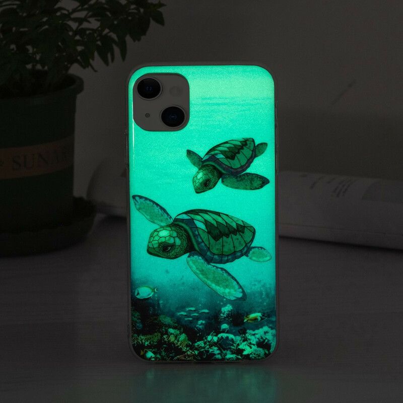 Etui Do Iphone 13 Fluorescencyjne Żółwie