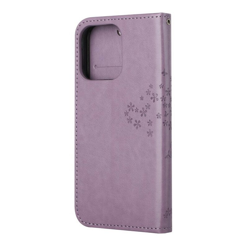 Etui Folio Do Iphone 13 Drzewo I Sowy Pasiaste