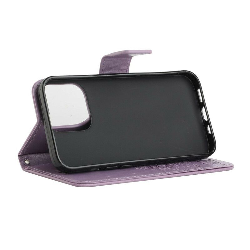 Etui Folio Do Iphone 13 Drzewo I Sowy Pasiaste