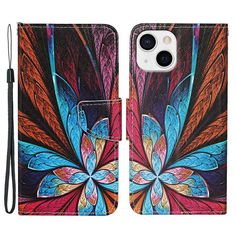 Etui Folio Do Iphone 13 Kolorowe Liście Ze Smyczą