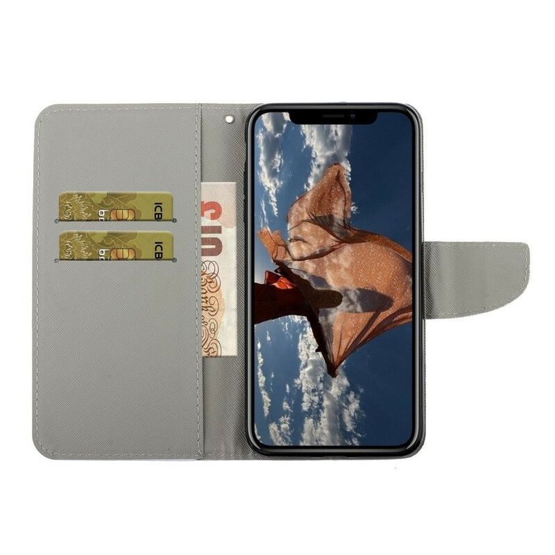 Etui Folio Do Iphone 13 Kolorowe Liście Ze Smyczą