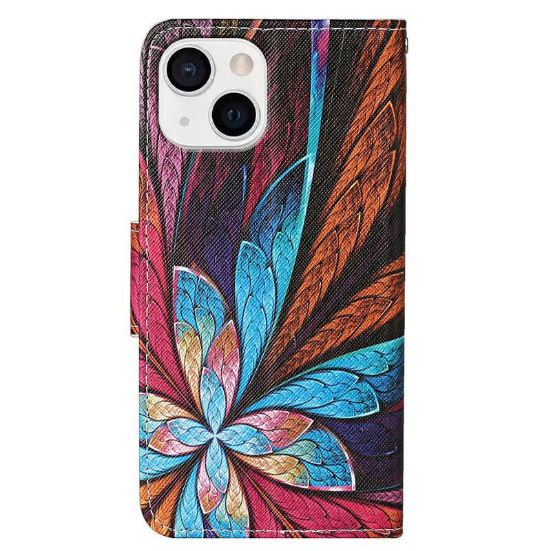 Etui Folio Do Iphone 13 Kolorowe Liście Ze Smyczą