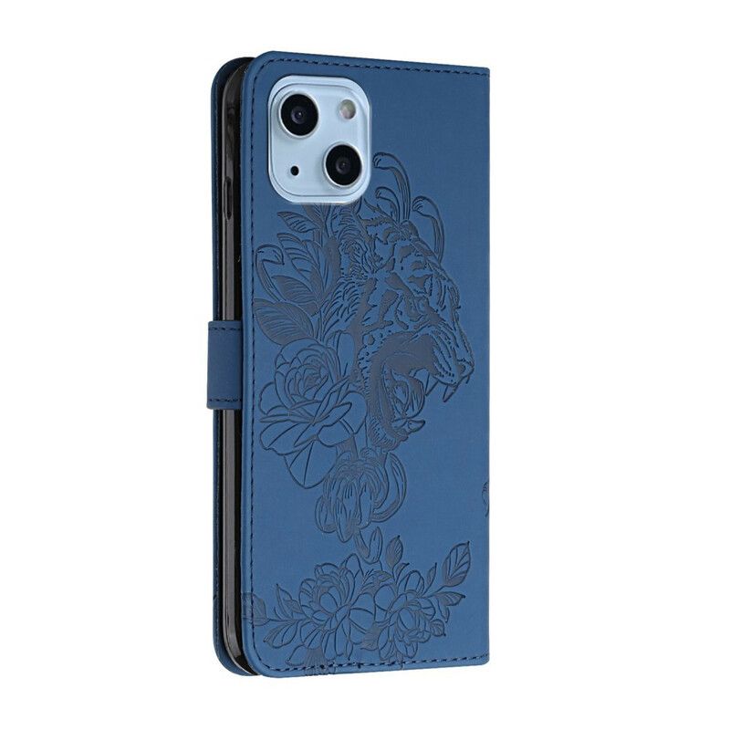 Etui Folio Do Iphone 13 Tygrys Barokowy Pasek