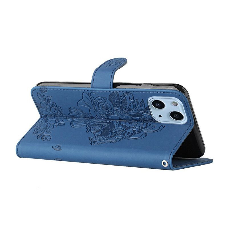 Etui Folio Do Iphone 13 Tygrys Barokowy Pasek