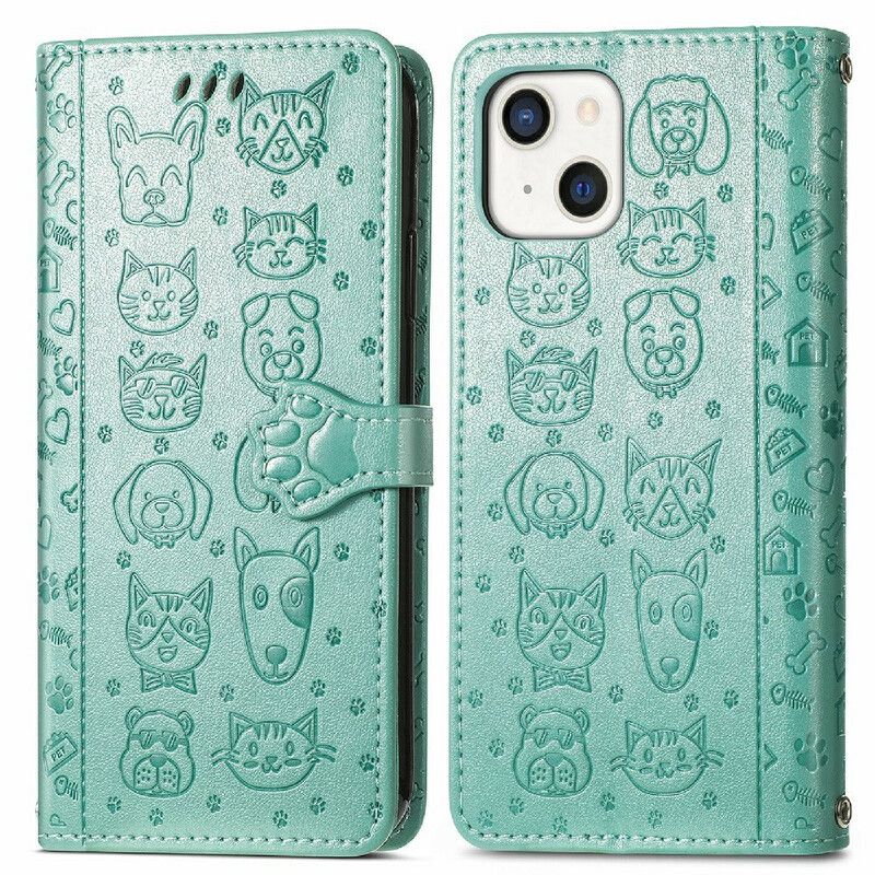 Etui Folio Iphone 13 Animowane Zwierzęta