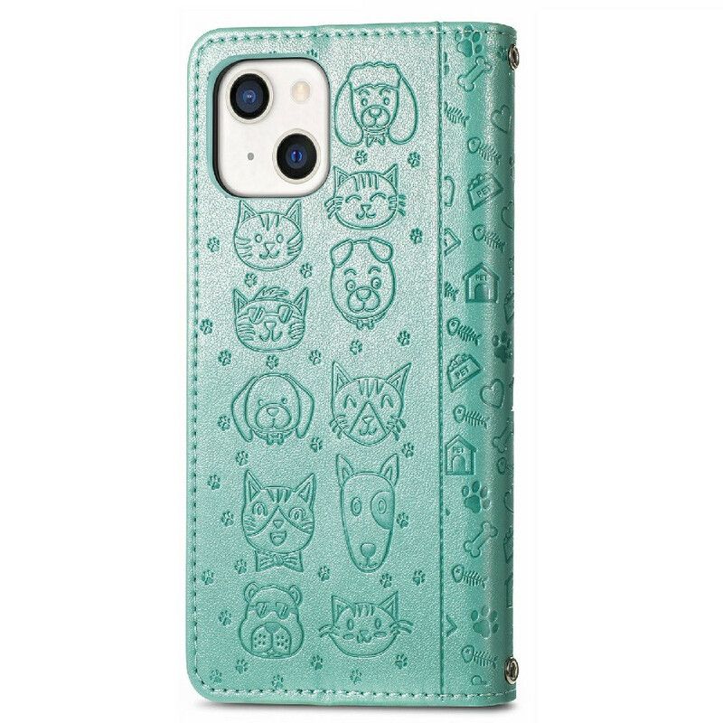 Etui Folio Iphone 13 Animowane Zwierzęta