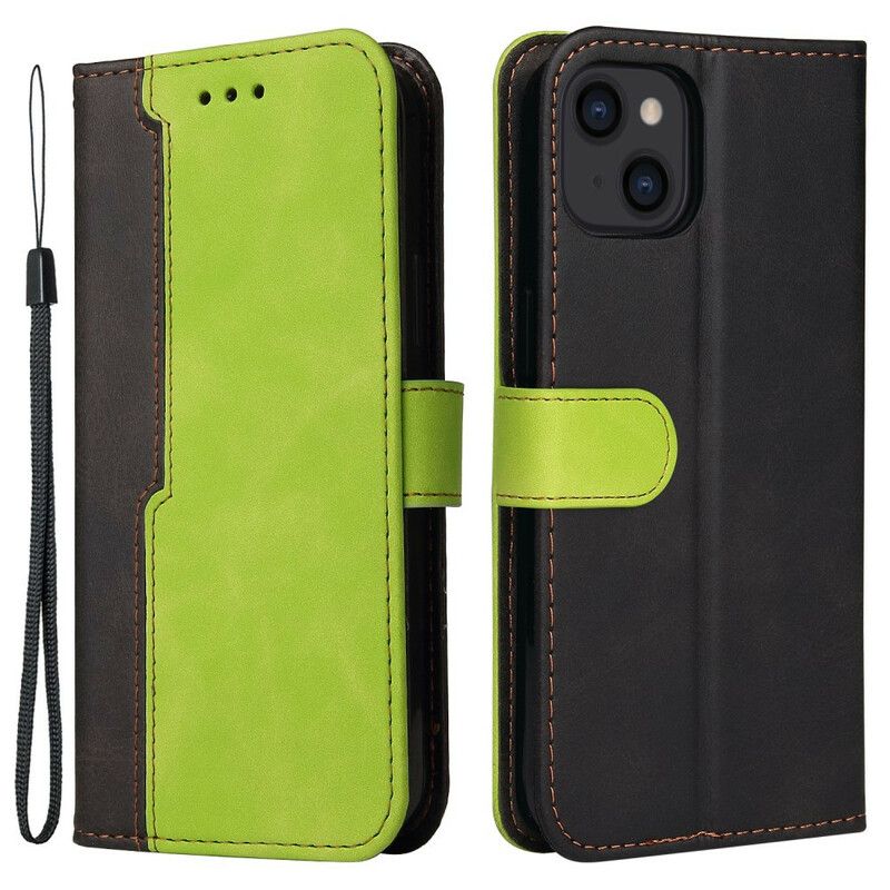 Etui Folio Iphone 13 Bicolor Sztuczna Skóra Etui Ochronne