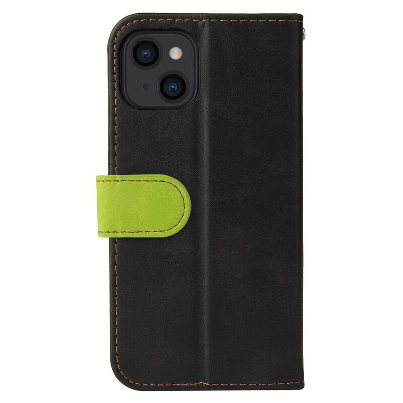 Etui Folio Iphone 13 Bicolor Sztuczna Skóra Etui Ochronne