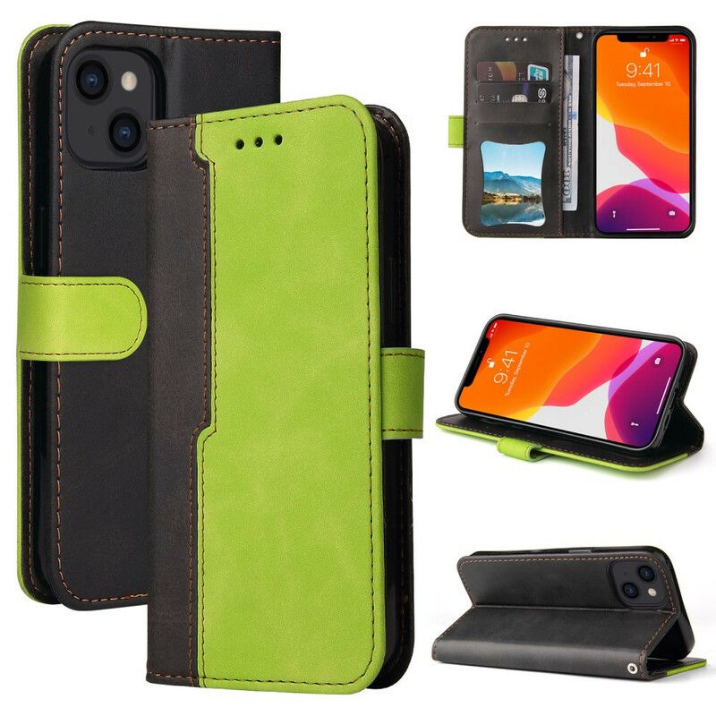 Etui Folio Iphone 13 Bicolor Sztuczna Skóra Etui Ochronne