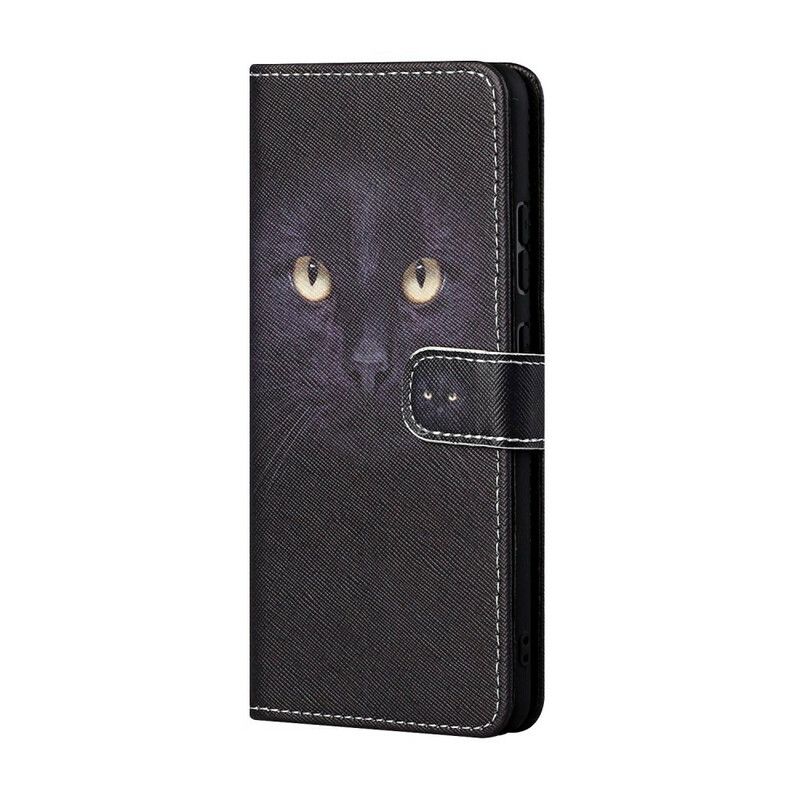 Etui Folio Iphone 13 CZarne Pasiaste Oczy Kota