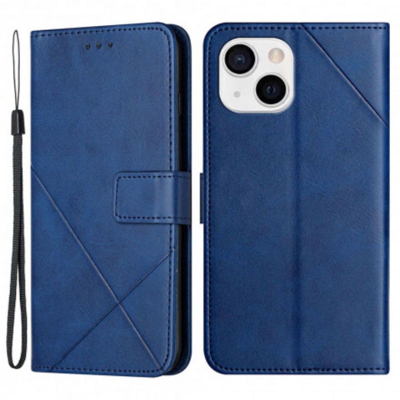 Etui Folio Iphone 13 Geometryczny Skórzany Styl Na Paski