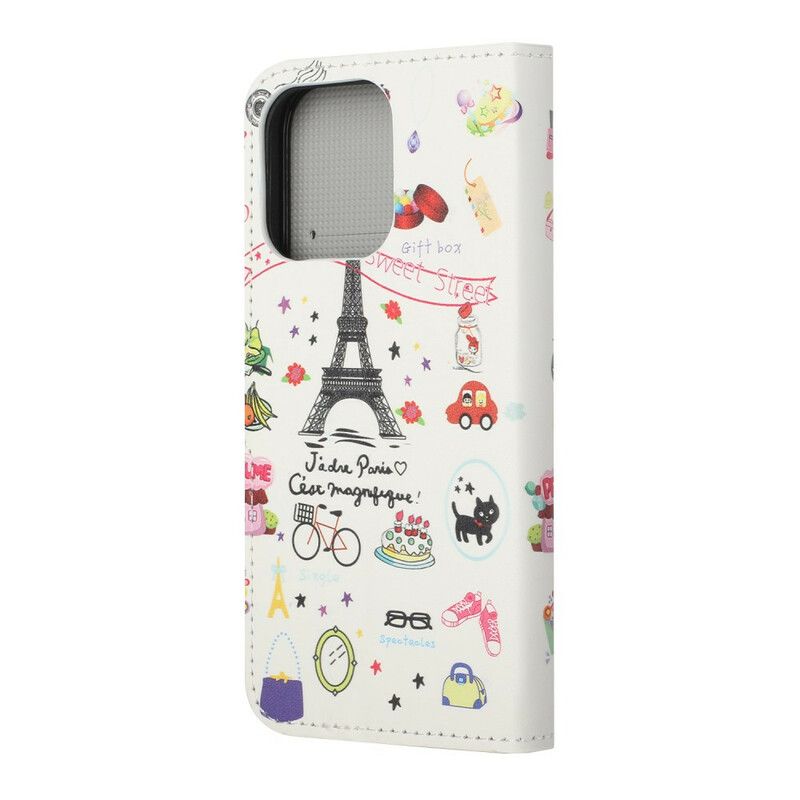 Etui Folio Iphone 13 Kocham Paryż