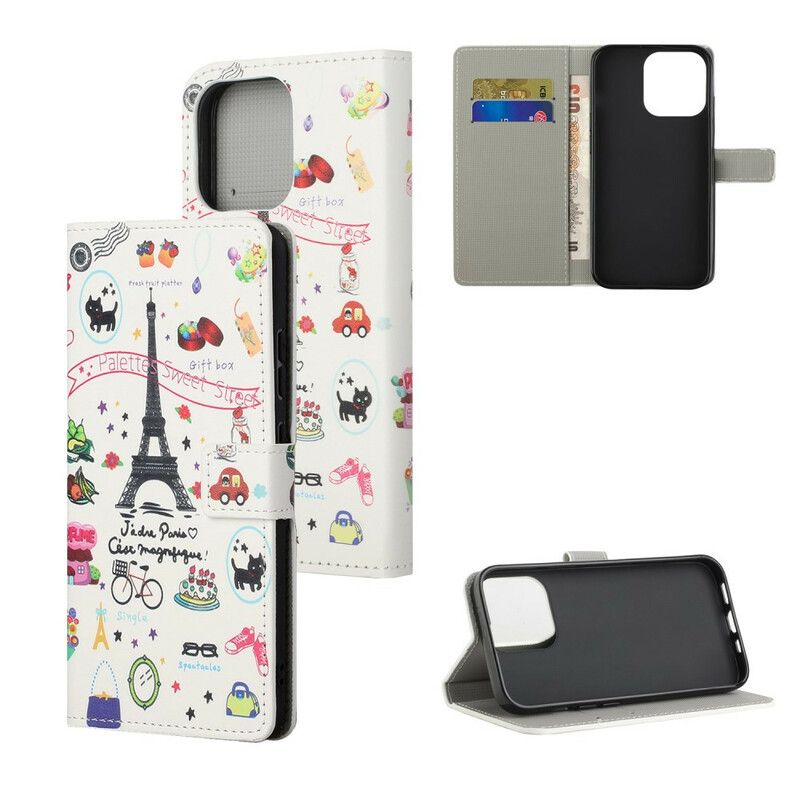 Etui Folio Iphone 13 Kocham Paryż