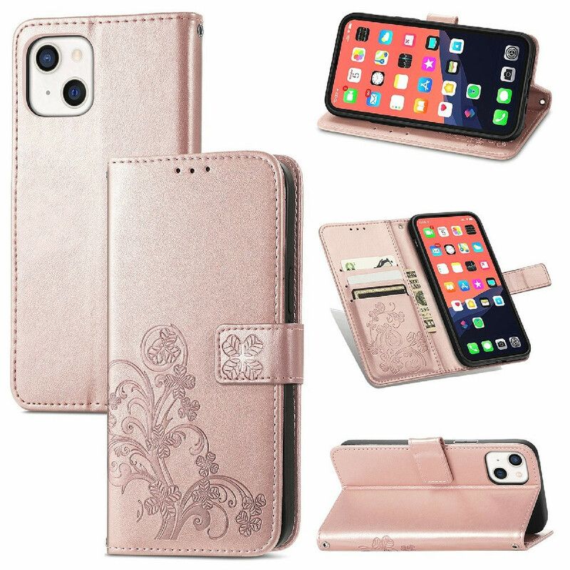 Etui Folio Iphone 13 Kwiatki Z Paskiem Etui Ochronne