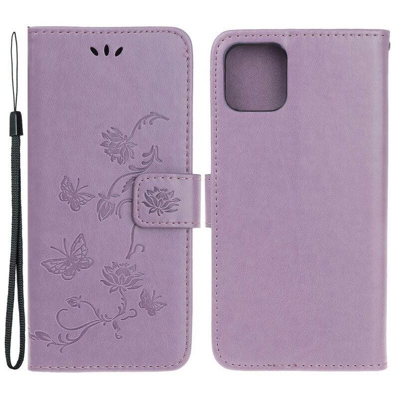 Etui Folio Iphone 13 Motyle I Kwiaty Pasiaste Etui Ochronne