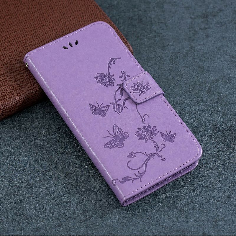 Etui Folio Iphone 13 Motyle I Kwiaty Pasiaste Etui Ochronne