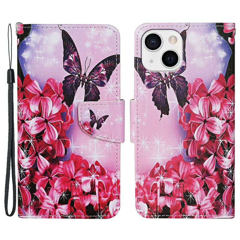 Etui Folio Iphone 13 Motyle I Smycz