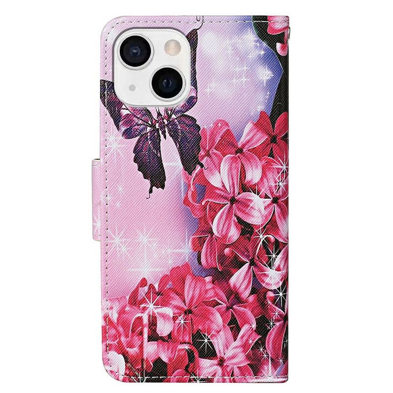 Etui Folio Iphone 13 Motyle I Smycz