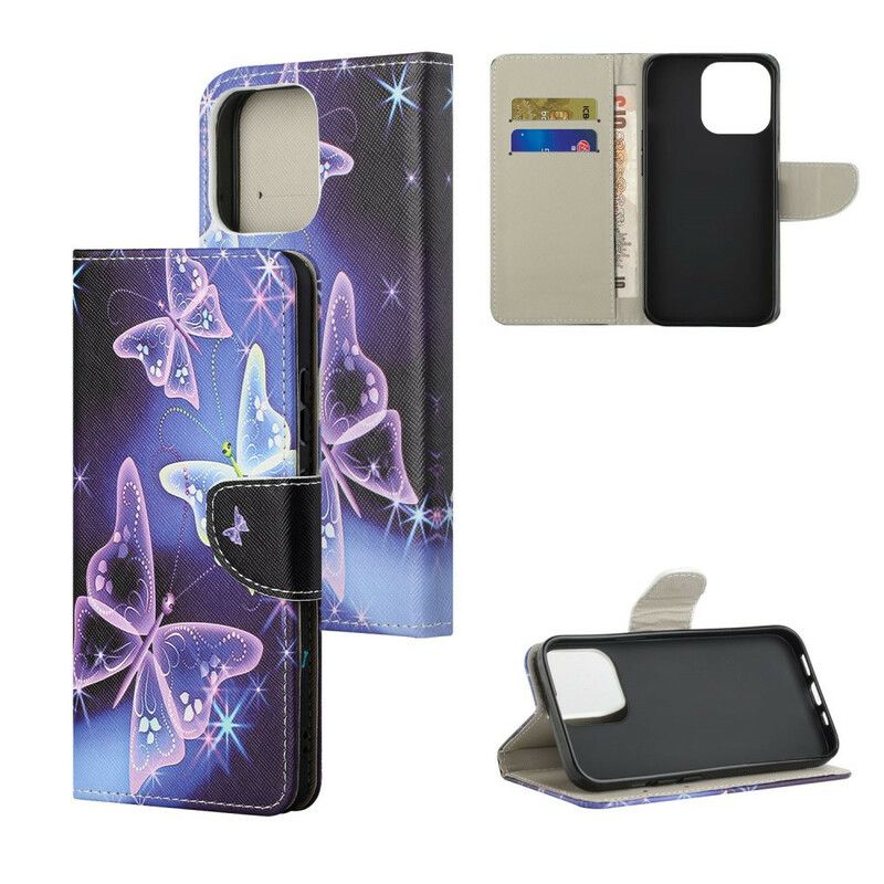 Etui Folio Iphone 13 Nowoczesne Motyle