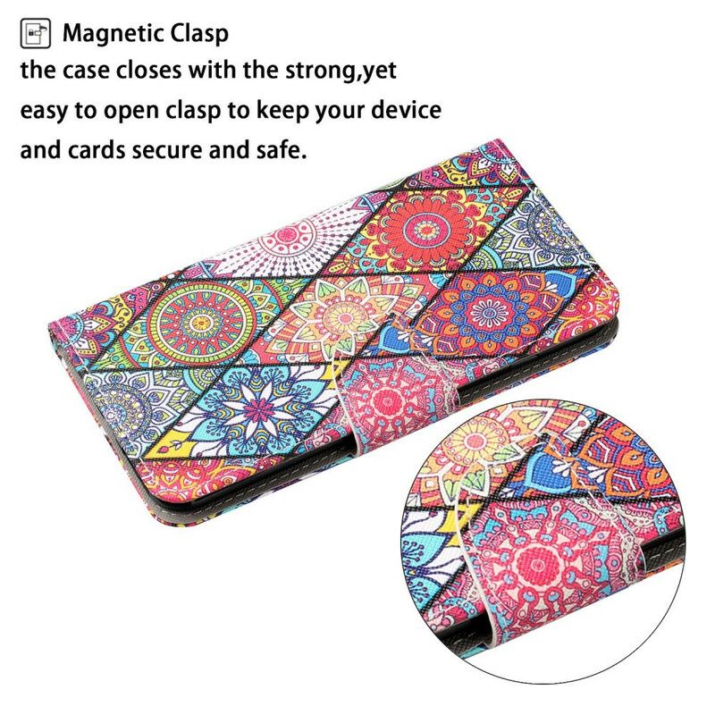 Etui Folio Iphone 13 Patchwork Z Paskiem Etui Ochronne