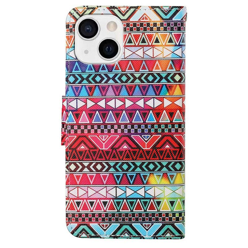 Etui Folio Iphone 13 Patchwork Z Paskiem Etui Ochronne