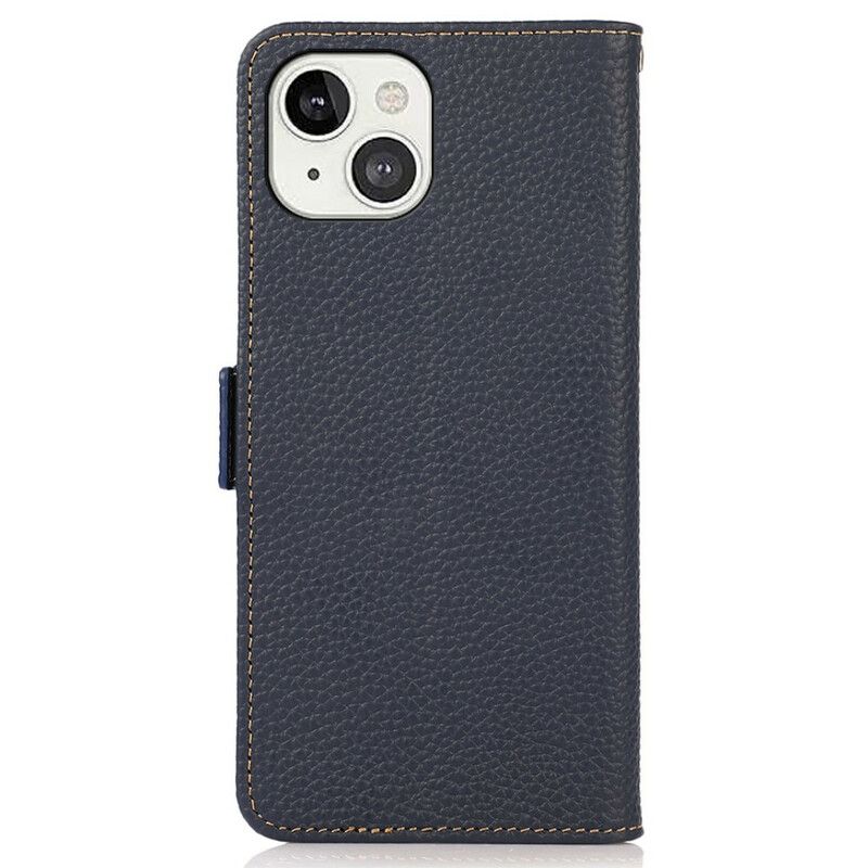 Etui Folio Iphone 13 Prawdziwa Skóra Lychee Khazneh Etui Ochronne