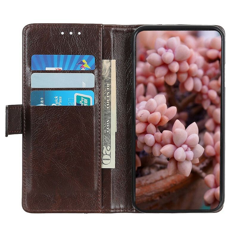 Etui Folio Iphone 13 Stylowe Nity Ze Skóry Nappa W Stylu Vintage