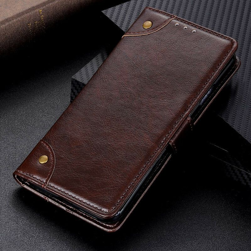 Etui Folio Iphone 13 Stylowe Nity Ze Skóry Nappa W Stylu Vintage