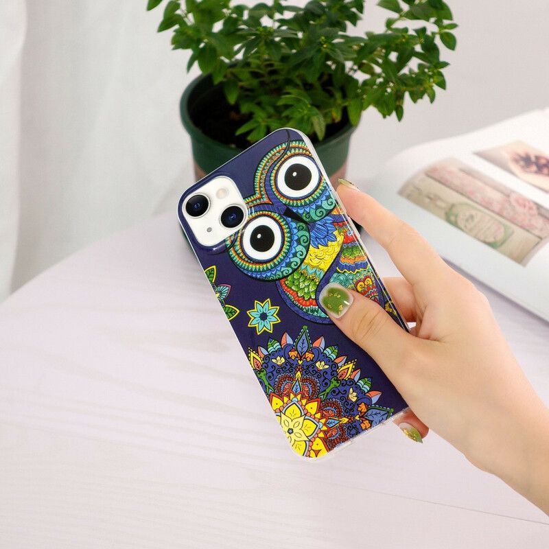 Etui Iphone 13 Fluorescencyjna Mandala Sowa