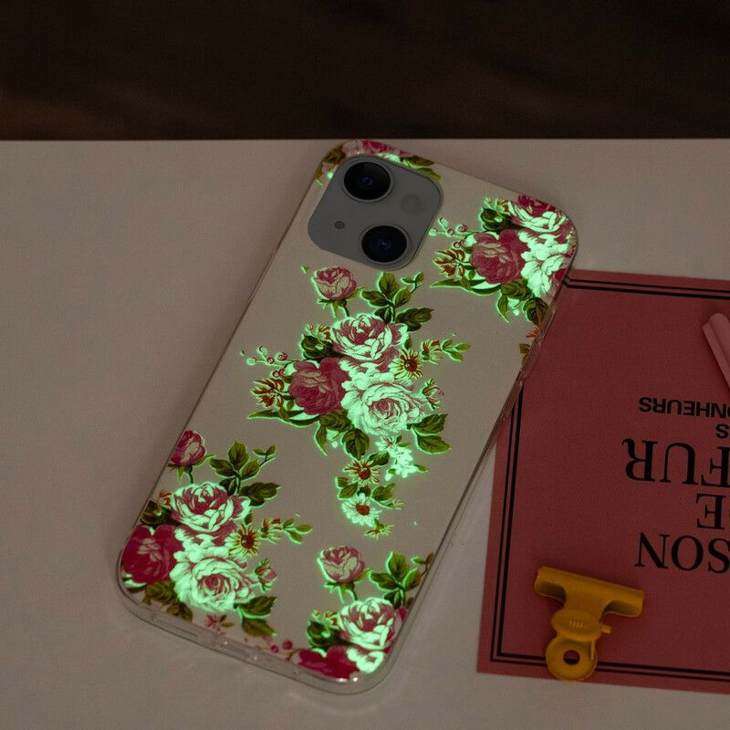 Etui Iphone 13 Fluorescencyjne Kwiaty Wolności