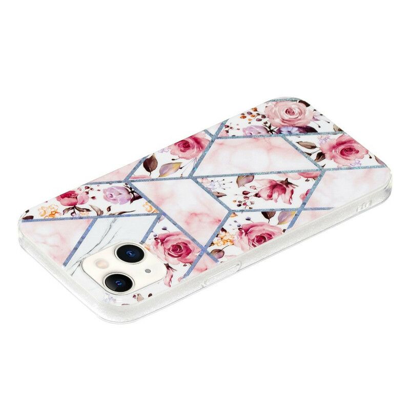 Etui Iphone 13 Marmurkowe Kwiaty