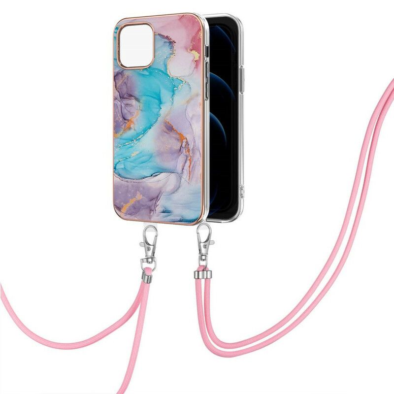 Etui Iphone 13 Z Marmurowym Sznurem