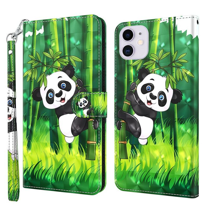 Skórzany Futerał Iphone 13 Etui Na Telefon Panda I Bambus