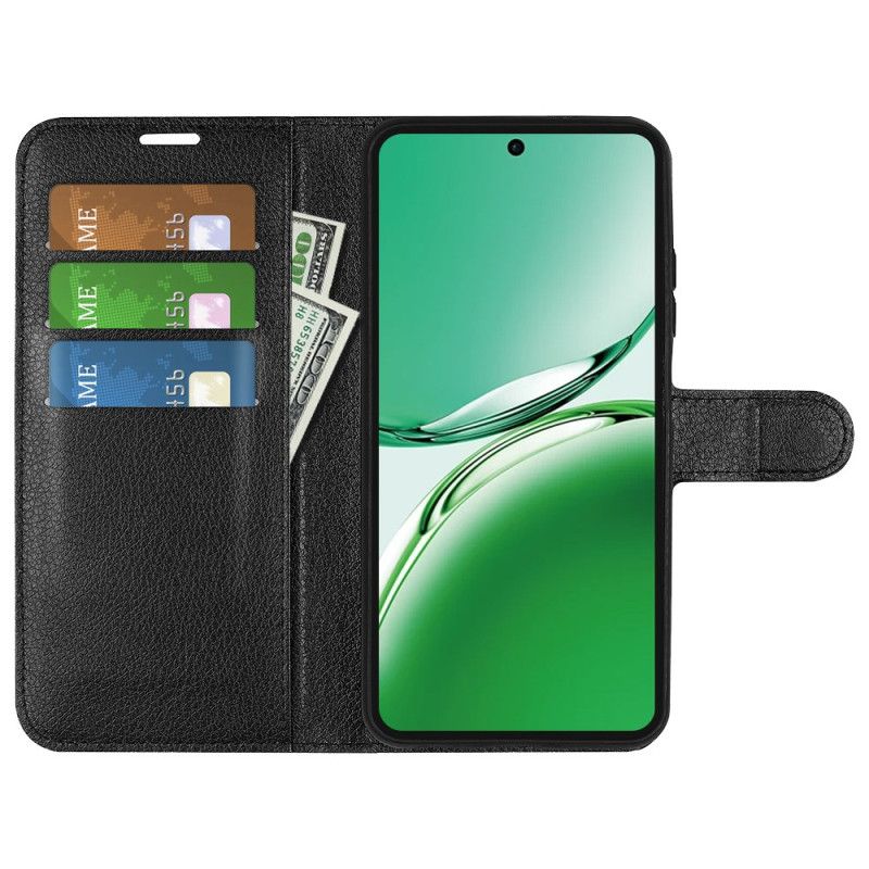 Etui Folio Oppo Reno 12f 5g Klasyczna Sztuczna Skóra Litchi Etui Ochronne