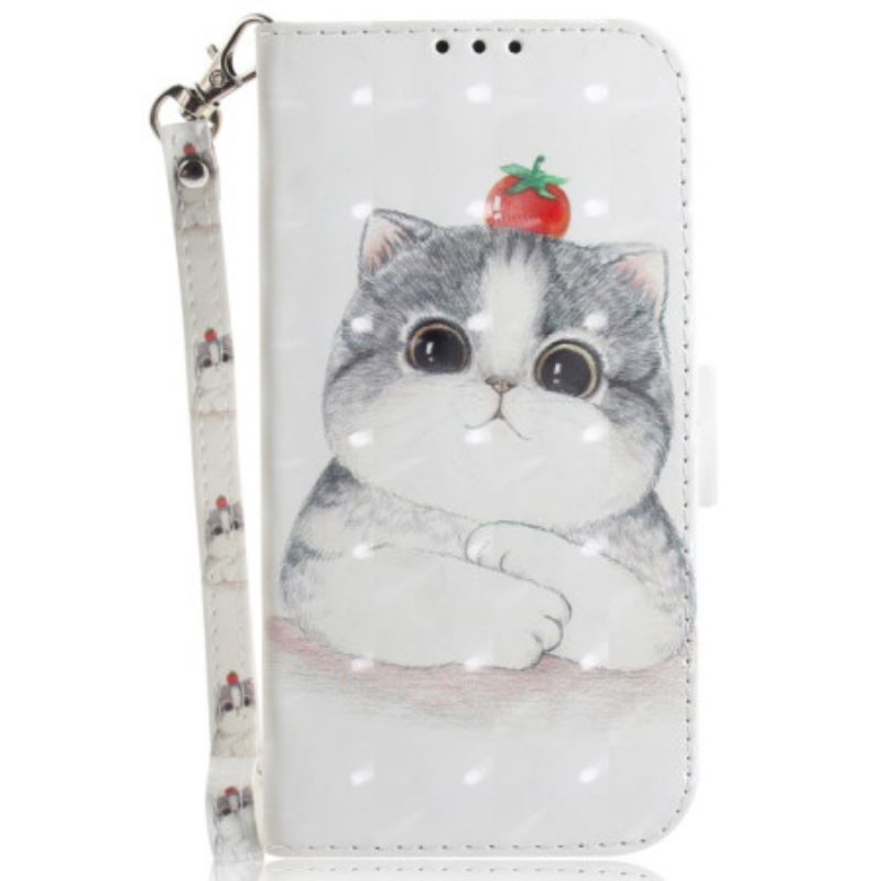 Etui Folio Oppo Reno 12f 5g Kot I Truskawka Z Paskiem