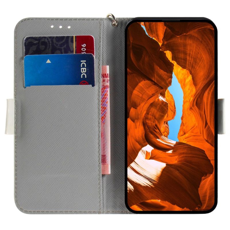 Etui Folio Oppo Reno 12f 5g Kot I Truskawka Z Paskiem