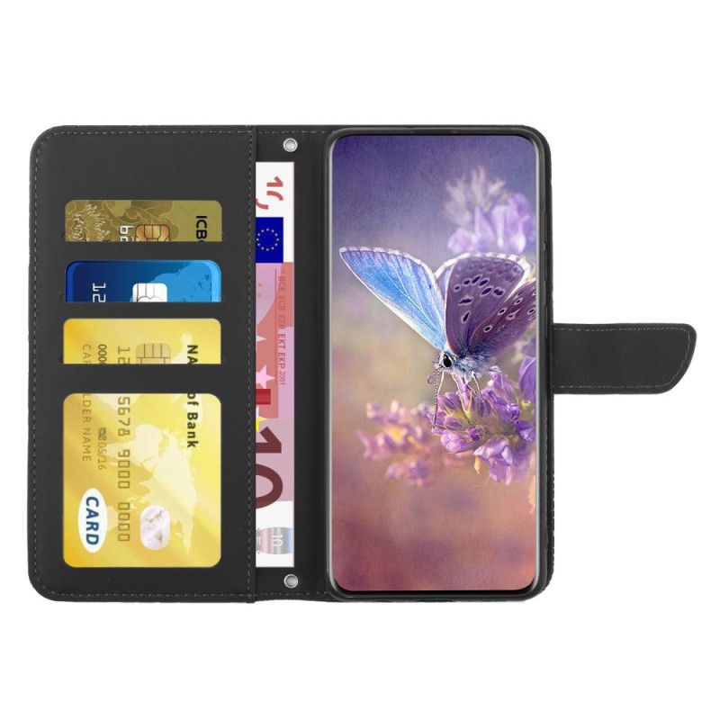 Etui Folio Oppo Reno 12f 5g Nadruk W Kształcie Motyla Z Paskiem Na Ramię