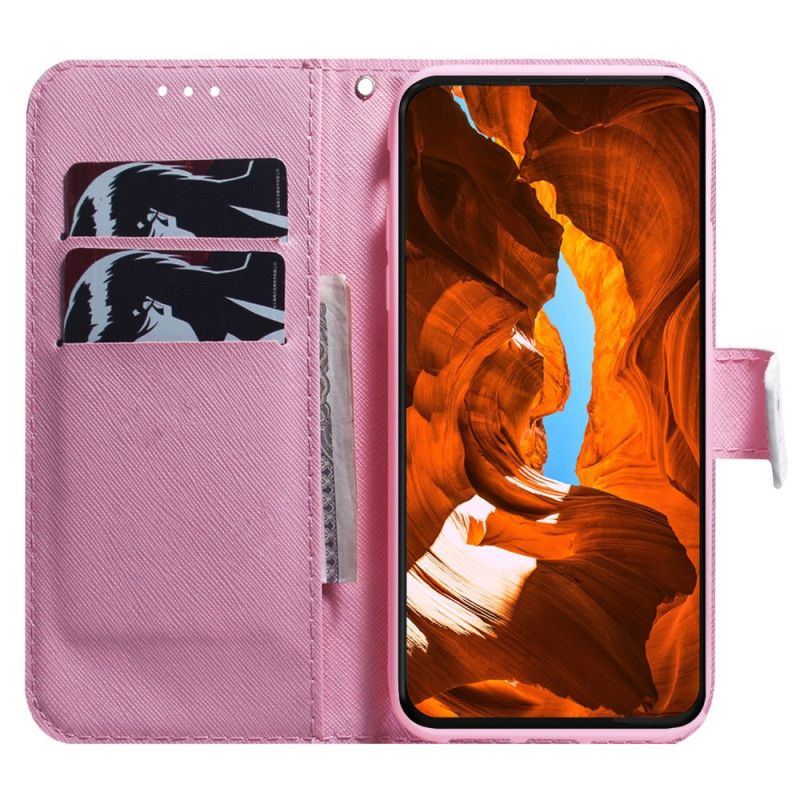 Etui Folio Oppo Reno 12f 5g Różowy Kwiat Etui Ochronne