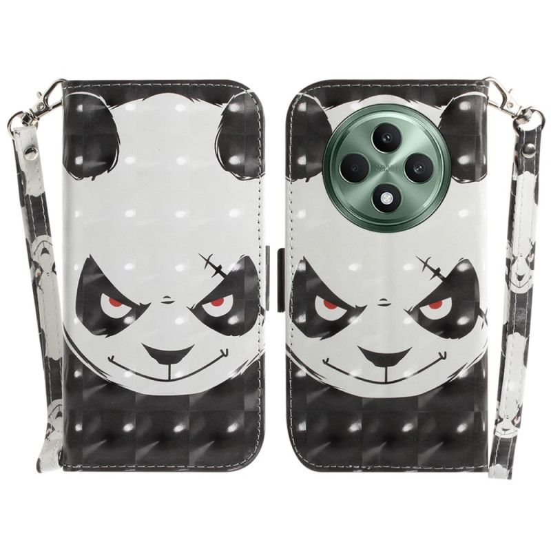 Etui Folio Oppo Reno 12f 5g Wściekła Panda Z Paskiem