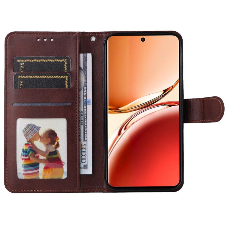 Etui Folio Oppo Reno 12f 5g Zwykła Sztuczna Skóra Z Paskiem Etui Ochronne