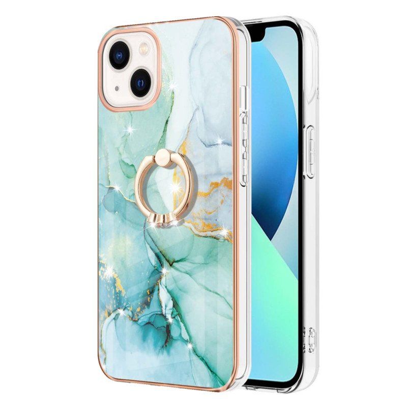 Etui do iPhone 15 Plus Styl Marmurowy Z Pierścieniem Podporowym