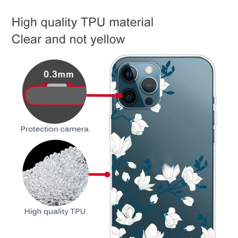 Etui Do Iphone 13 Pro Max Białe Kwiaty