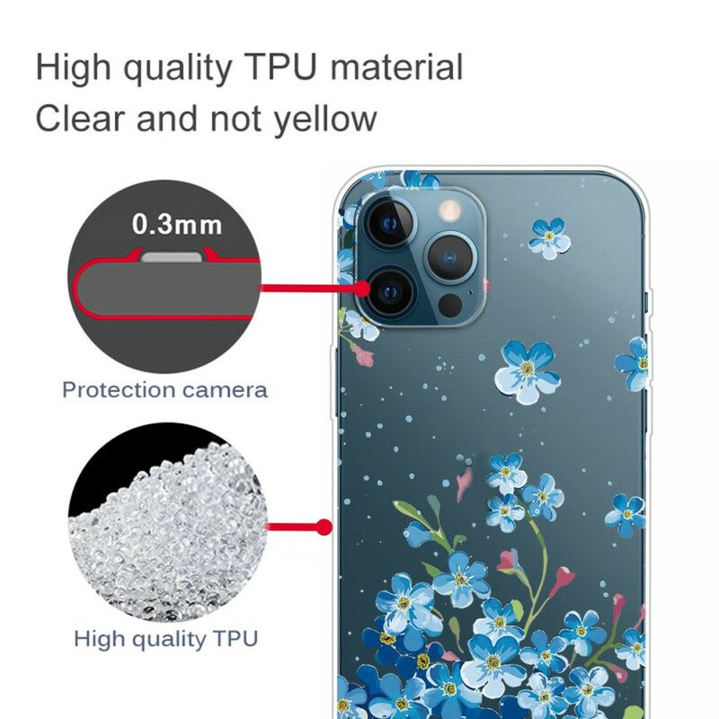 Etui Do Iphone 13 Pro Max Bukiet Niebieskich Kwiatów