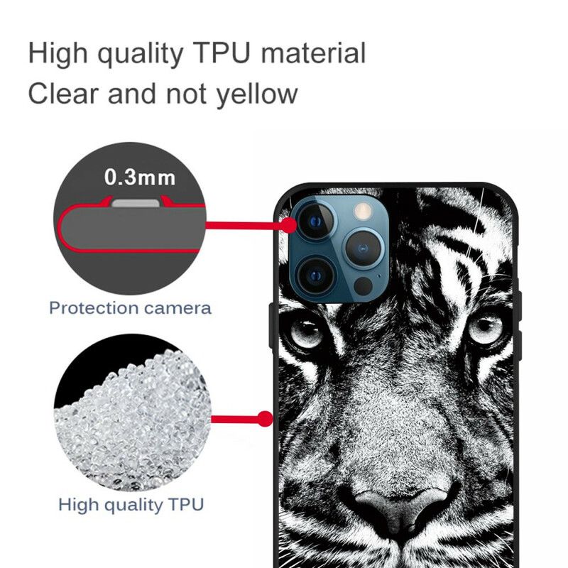 Etui Do Iphone 13 Pro Max CZarno-biały Tygrys