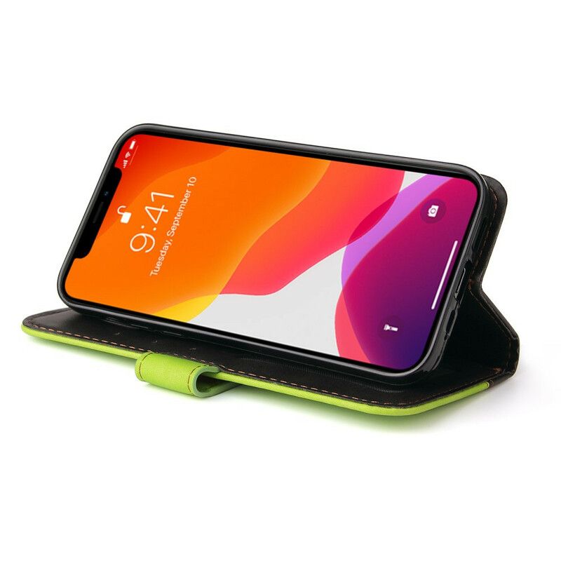 Etui Folio Do Iphone 13 Pro Max Bicolor Sztuczna Skóra