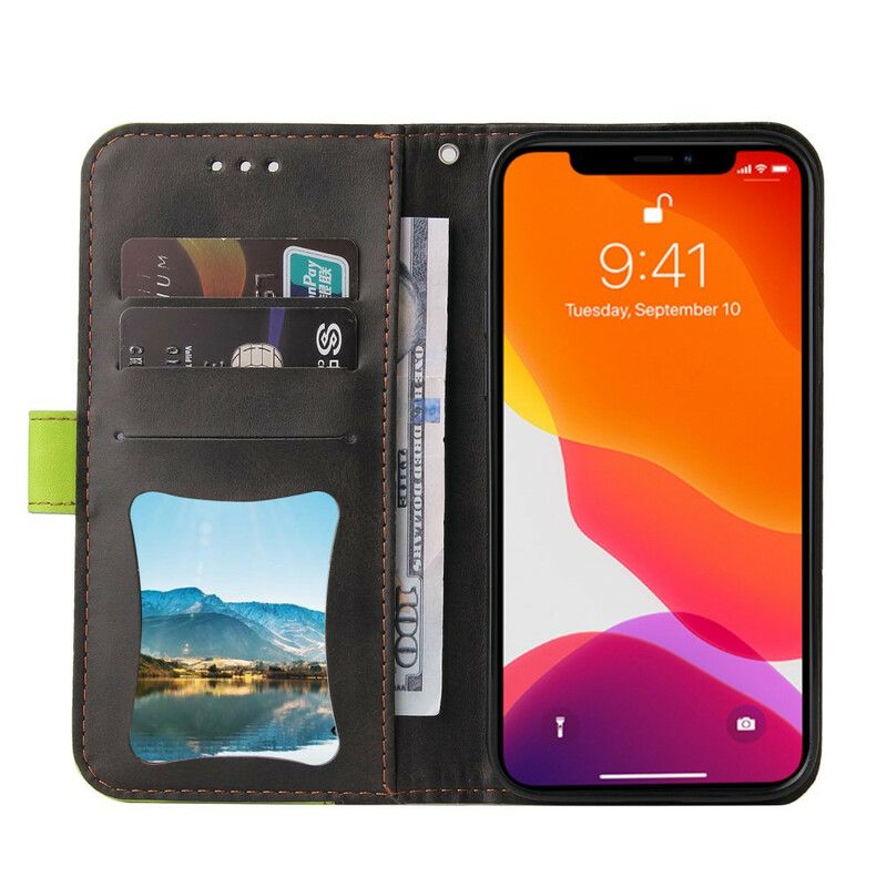 Etui Folio Do Iphone 13 Pro Max Bicolor Sztuczna Skóra