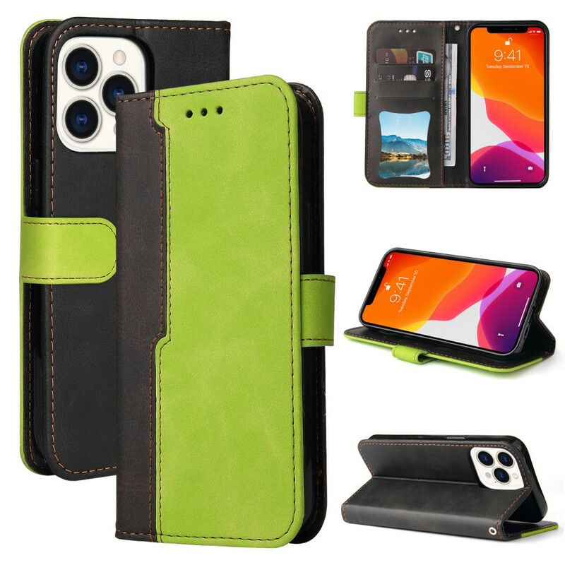 Etui Folio Do Iphone 13 Pro Max Bicolor Sztuczna Skóra