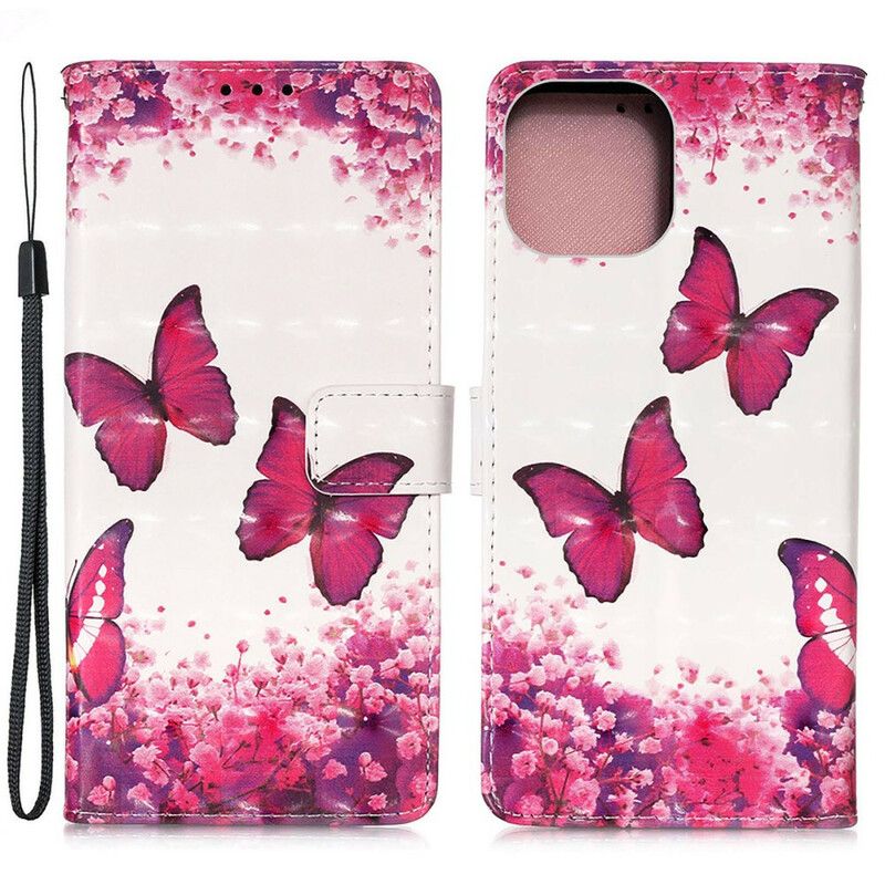 Etui Folio Do Iphone 13 Pro Max CZerwone Motyle